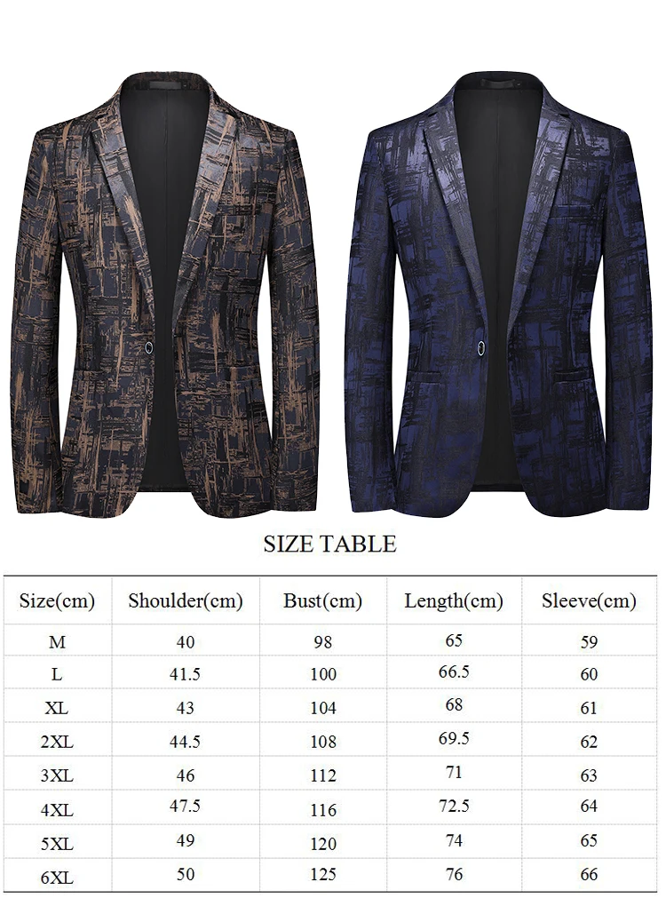 Fashion Men's Boutique Business Blazer Casual Personalized Pattern Design Evening Dress Suit Male Slim Fit Blazers Jacket