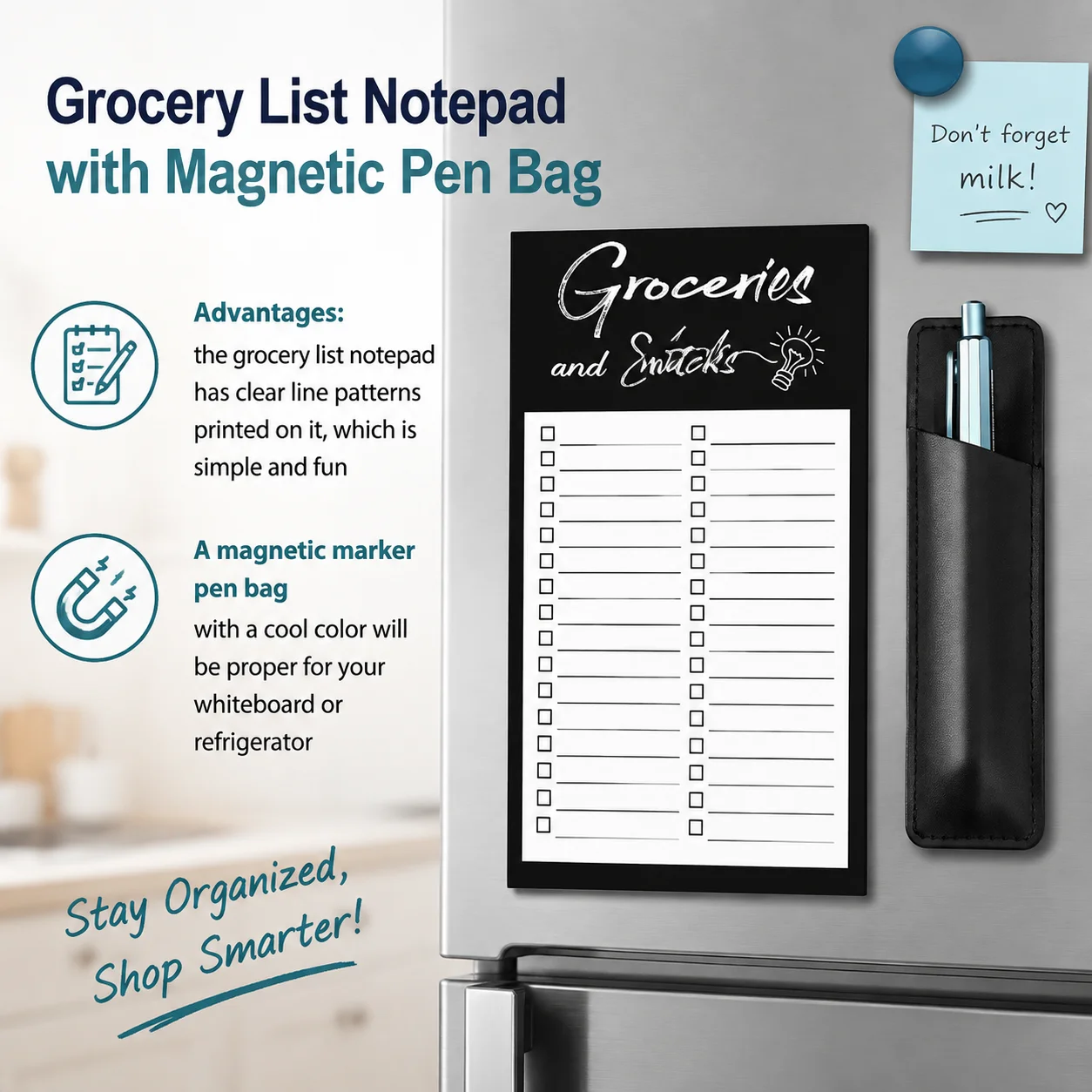 Humorous Magnetic Notepad Set with Pen Holder & Leather Pouch