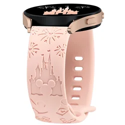 Wearlizer Castle Floral Engraved Silicone Sport Strap - Cute & Fancy Design for HUAWEI WATCH GT 2 42 (Pink)
