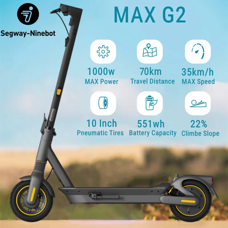 Patinete eléctrico Ninebot de Segway Max G2, Scooter potente con velocidad  de 35 km/h, 70Km, Motor de actualización, 450W, Stock europeo