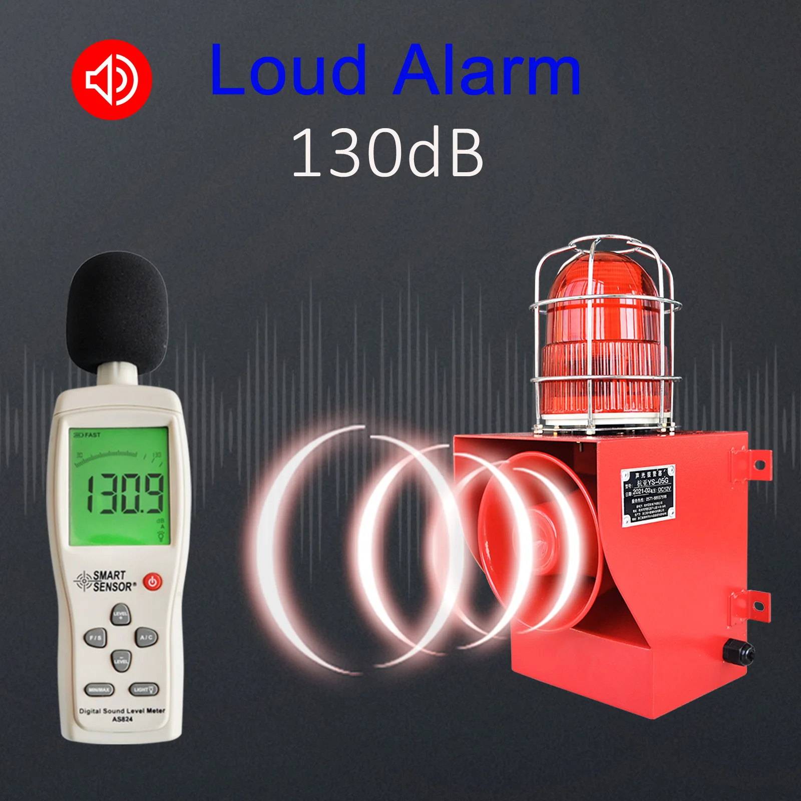 YASONG 야외 45W 130dB 방수 비상 보안 경보 사이렌 공장 창고 도크 포트 홈에 대 한 LED 스트로브 빛