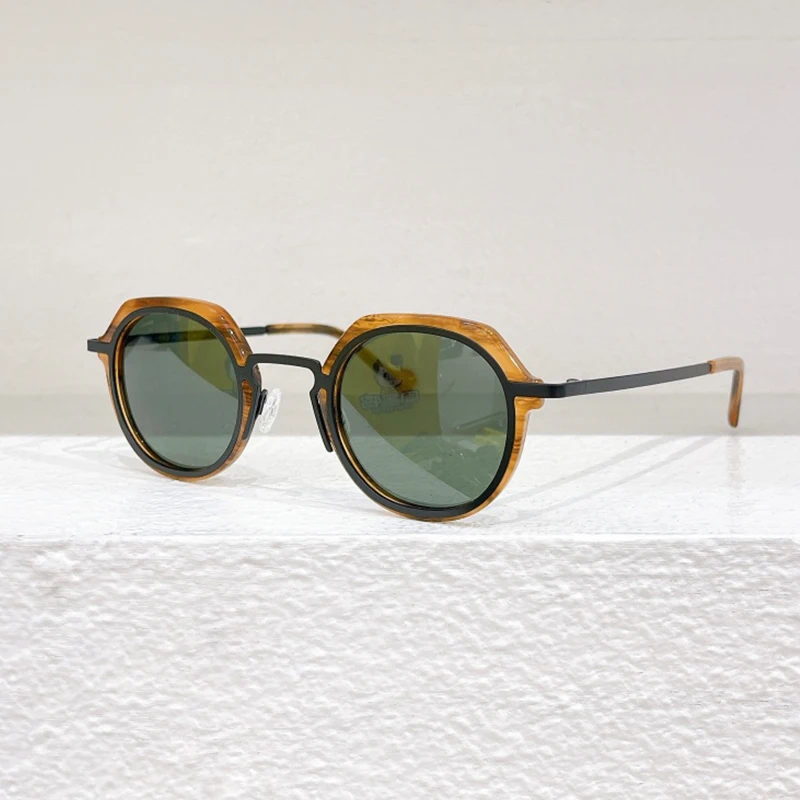 

High Quality Vintage Acetate Round Sunglasses For Men Women Eyeglasses Japanese Handmade Style Designer Driving Travel Glasses