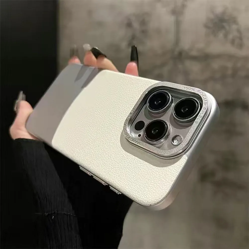 Premium Feeling 15promax Phone Case Leather Stitching Solid Colour iPhone 14/13 Full Cover Large Hole 12 Case 15promax 14promax