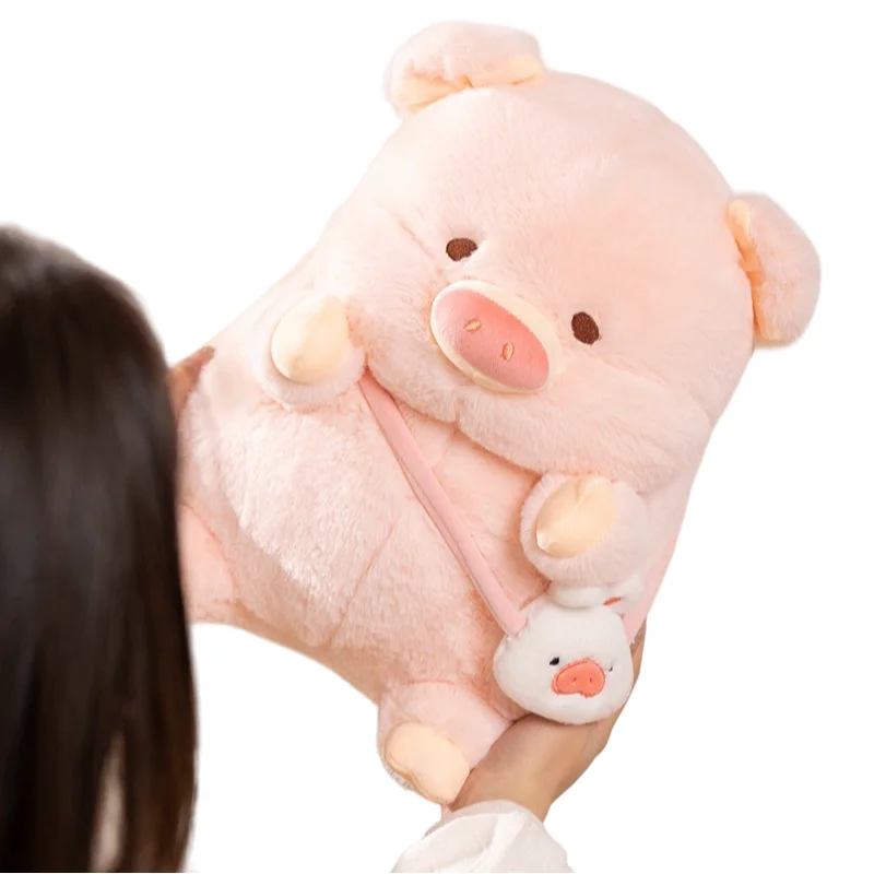 20/30CM Lovely Creative Pink Pig With Rabbit Bag Soft Plush Toys Accompany Dolls Decoration Girls Kids Birthday Christmas Gifts lovely newborn hospital hat preemie boys girls beanie solid with bear ears infant baby hats for spring autumn gift