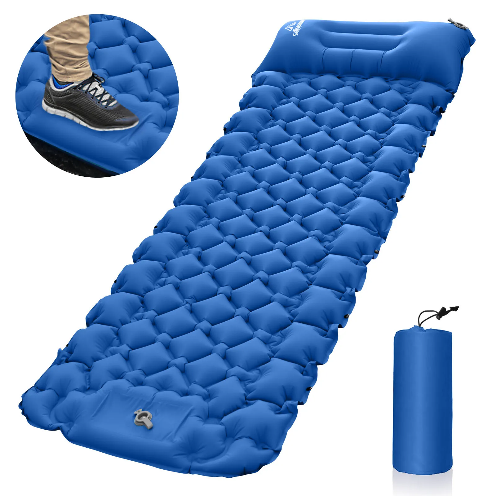 

2023 New Inflatable Mattress Double/Single Camping Mat with Air Pillow Portable Air Mattress Waterproof Backpacking Sleeping Pad