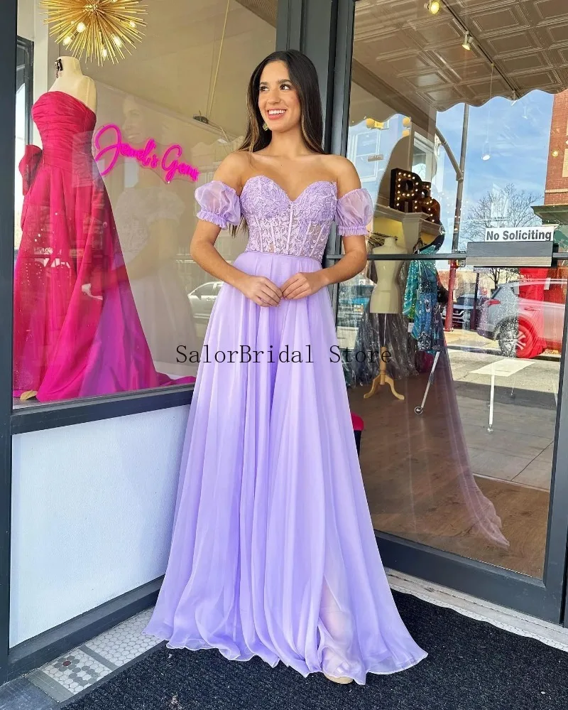 

Classy Prom Dress for Women Sweetheart Backless Evening Dresses Lace Appliques High Slit A-line Long Party Dress Robe De Soiree