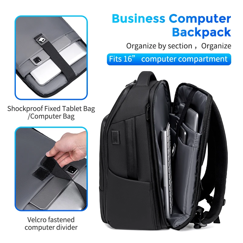 FENRUIEN Business USB Charge Laptop Men Backpack Waterproof 35L Multi-Pocket Trip Travel Backpacks 3