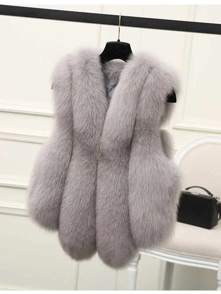 ZADORIN automne hiver vêtements Femme moelleux noir blanc fausse fourrure manteau femmes col en V court fausse fourrure gilet haut vestes Veste Femme