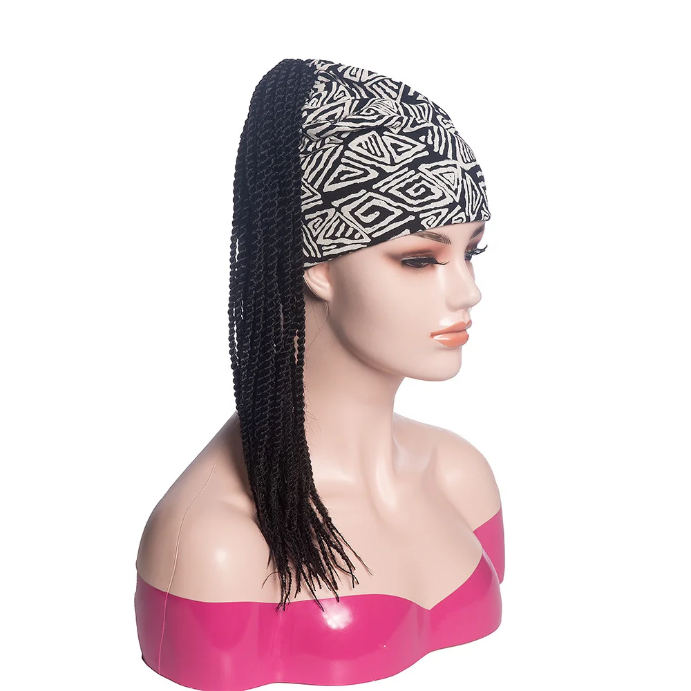 Synthetic Headband Wig Twist Braided Wigs Box Braided Women Braids Ponytail Hair Wigs Daily Use Party Cosplay Cap Heat Resistant