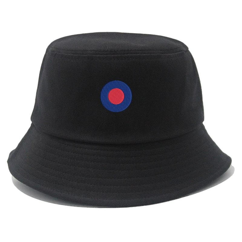 

Embroidery raf lowvis army roundel Cotton Bucket Hat Black White Solid Unisex Fashion Caps Men Women Cap Beach Sun Fisher Hats