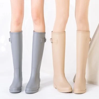 

New Women Rain Boots Girls Ladies Tall Boots Women's Pure Color Rain Boots Outdoor Rubber Water shoes For Female Casual Walking