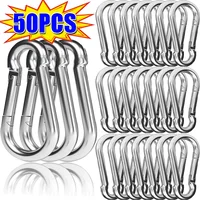 1-50Pcs Mini Carabiner Keychain Alluminum Alloy D-ring Buckle Spring Carabiner Snap Hook Clip Keychains Outdoor Camping Tool 1