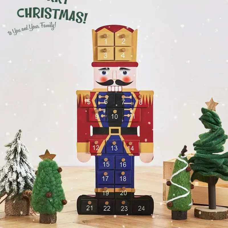 

Creative Home 24 Countdown Nutcracker Wooden Christmas Nutcracker Soldier Decorative Home Wooden Ornaments Advent Calendar