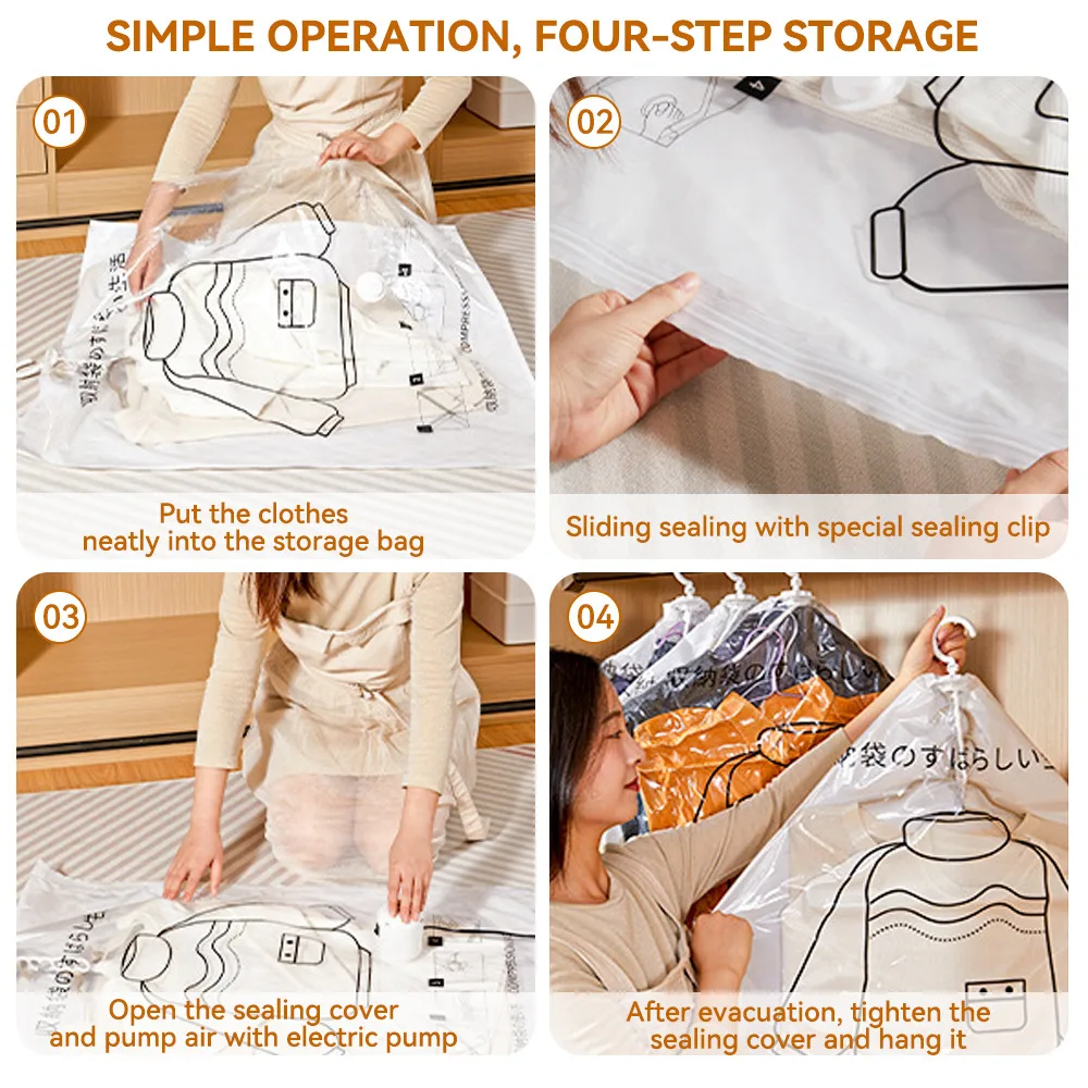 Hanging Closet Vacuum Storage Bags Medium And Large Size Organizer Saving  Space Wardrobe Compressed Hanger Clothes Organization - Storage Bags -  AliExpress