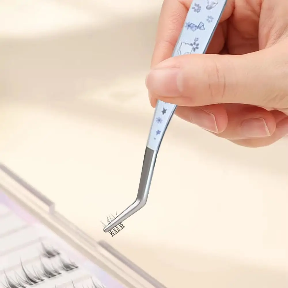 Edelstahl Gebogene Pinzetten Antistatisch Hochpräzise Falsche Wimpern Pinzetten Cartoon-Bohnen-Pinzetten – Detail 3