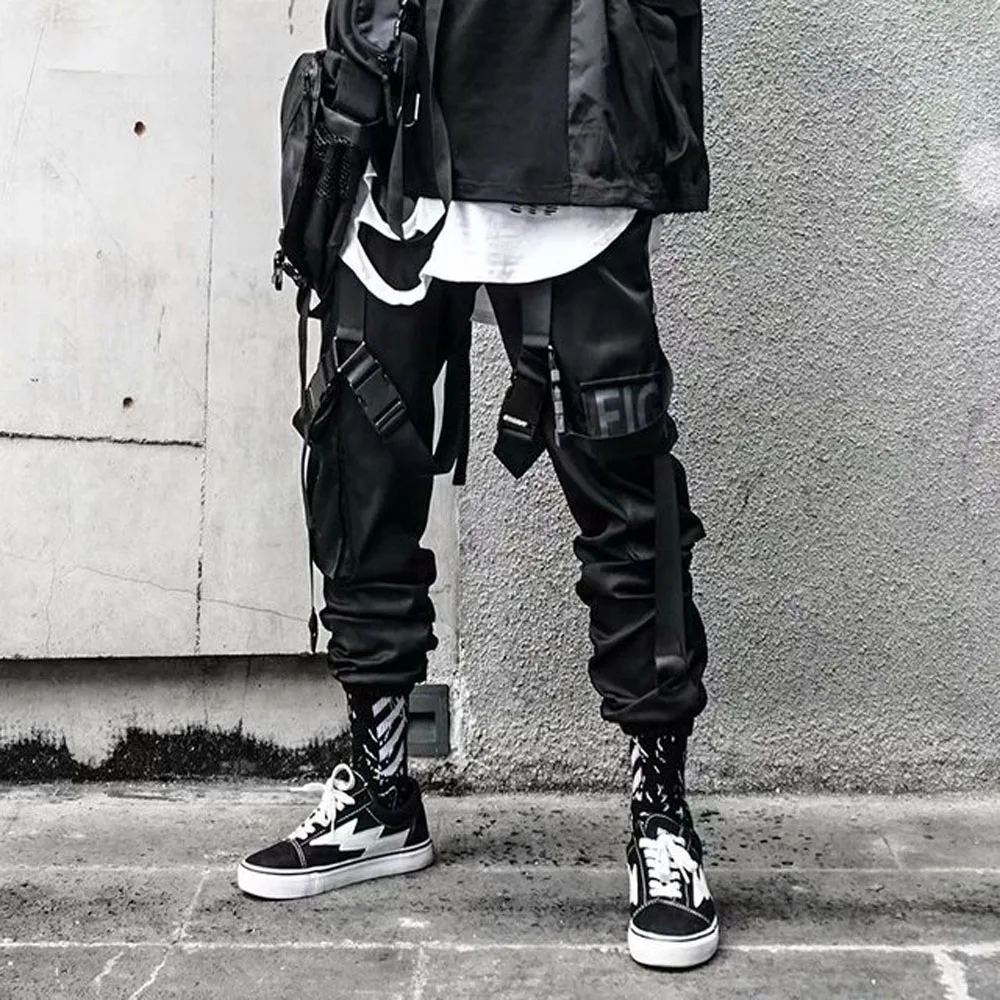 white cargo pants Men's Overalls Casual Sweatpants Hip-Hop Fashion Sweatpants Trend Bandage Overalls Four Seasons Sweatpants tactical cargo pants