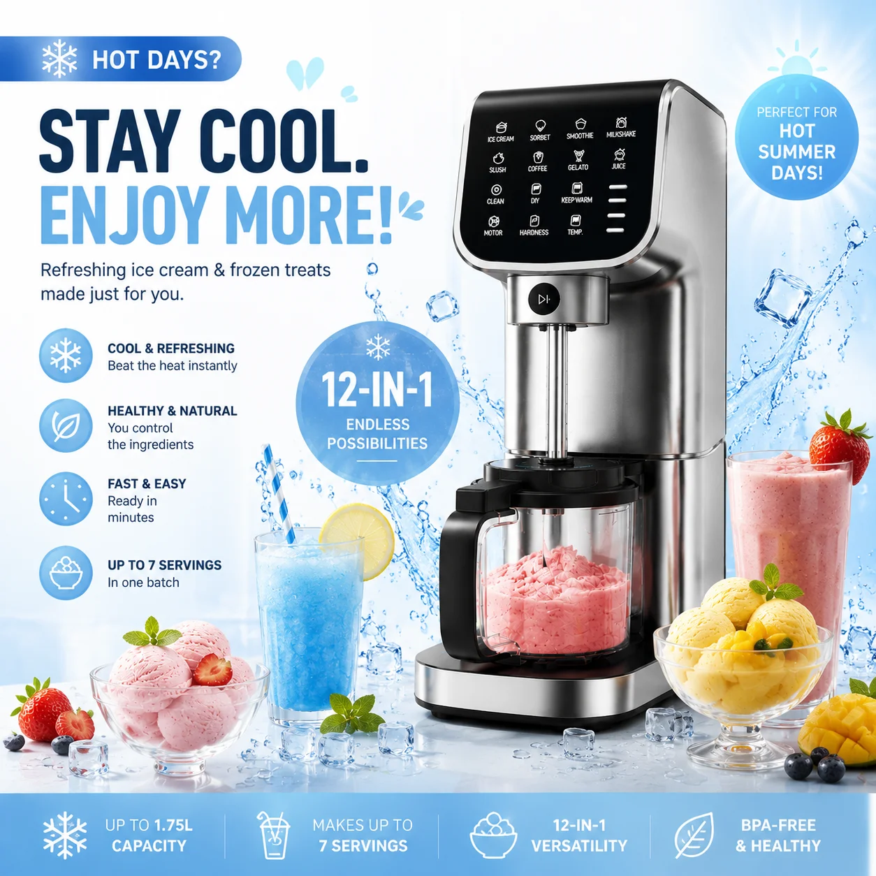 IcyTreat Maszyna do lodów 1.5L z EU za $187.47 / ~718zł