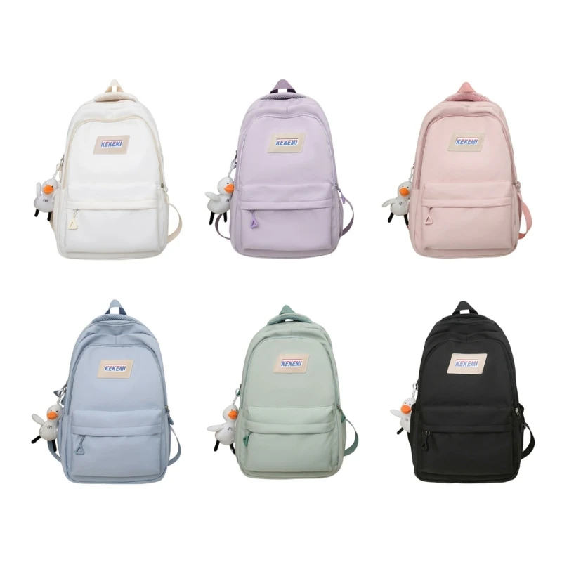 

School Backpack for Women Laptop Backpack Solid Color School Bag Teenagers Girls Large Capacity Travel Rucksack