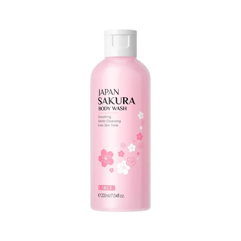 LAIKOU Sakura Shower Gel Long Moisturizing Smooth Long Lasting Fragrance Gentle Foam Body Cleansing Bath Product 200ml 4