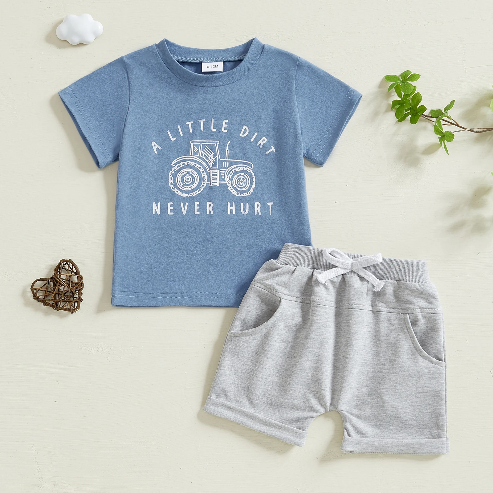 FOCUSNORM 0-4Y Infant Baby Boys Summer Casual Clothes Sets 5 Colors Cartoon Letter Print Short Sleeve T Shirts Solid Shorts