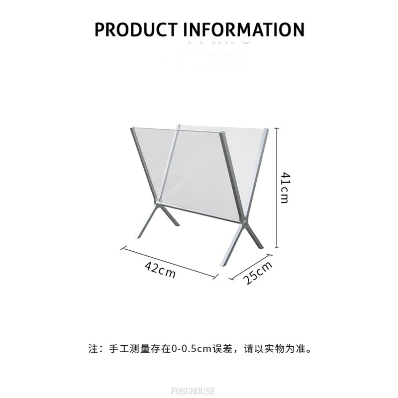 Transparent Book Shelf Magazine Rack Glass Classic Bookshelf Korean Ins Original Newspaper Rack Modern Stainless Steel Book