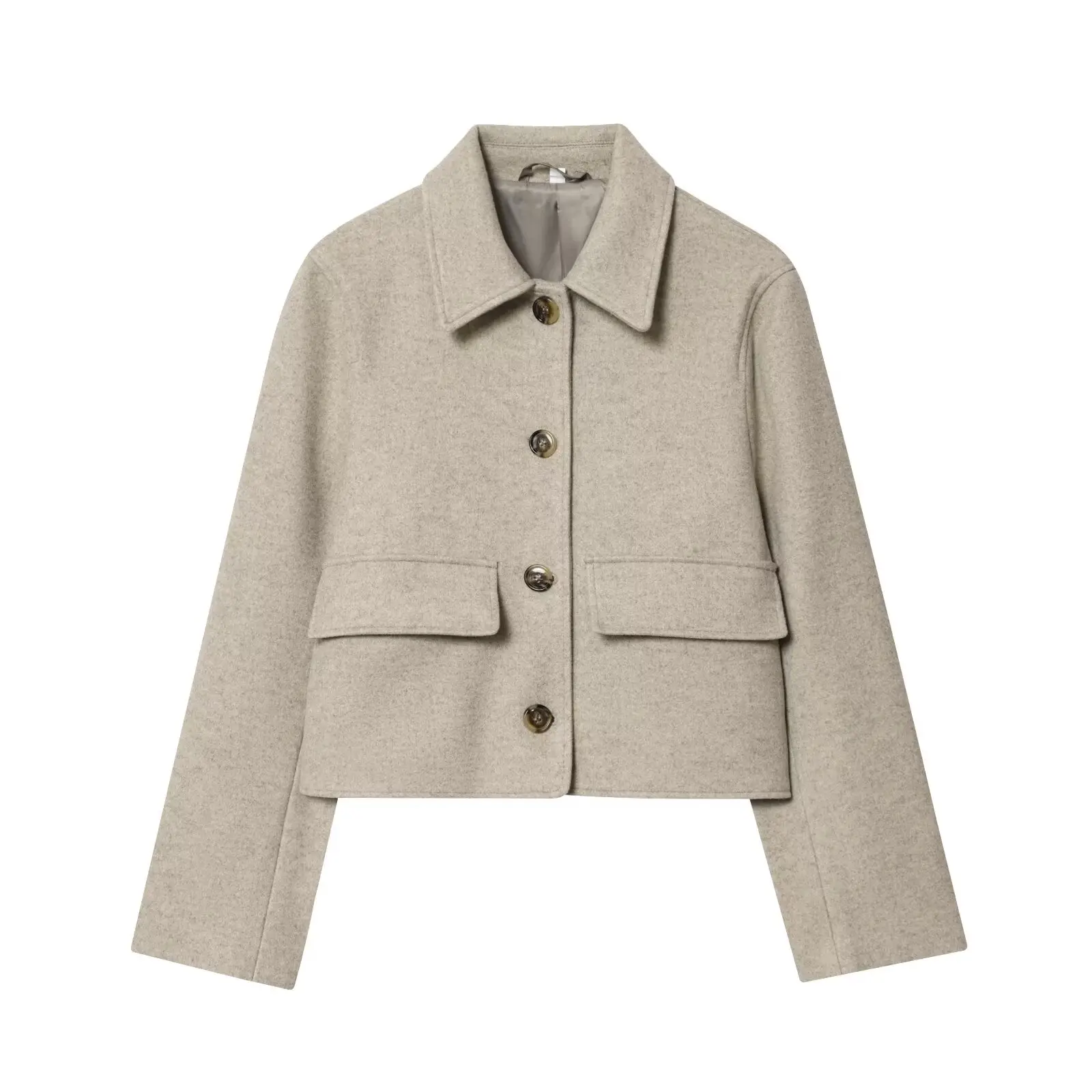 BSAY Veste Courte Élégante pour Femme de Bureau, Col Revers, Simple Boutonnage, Poches Plaquées, Coupe Ample, Couleur Unie, Manteau Court d'Automne