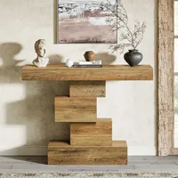 Tribesigns Table console de ferme de 42,5 pouces, table de canapé étroite en bois derrière le canapé avec base géométrique, accent d'entrée industrielle Ta 3