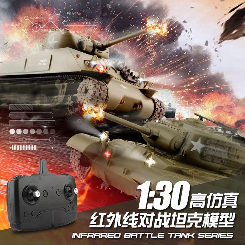 Remote Control 1/30 Henglong Tank Sherman Vs Pershing Infrared Battle Tank 2.4ghz Rc Battling Panzer Us Surprise Model Gift