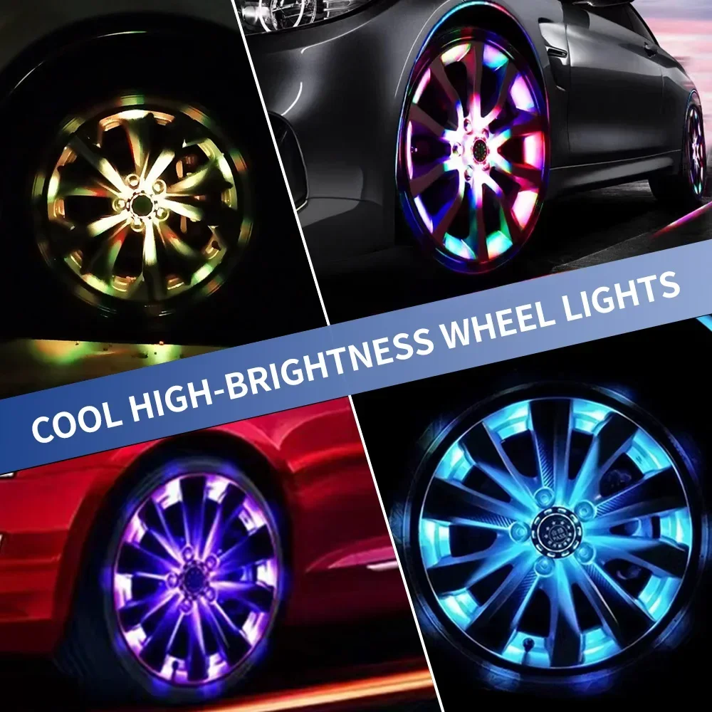 Solar Powered LED Car Wheel Lights ABS Plastic Universal Fit