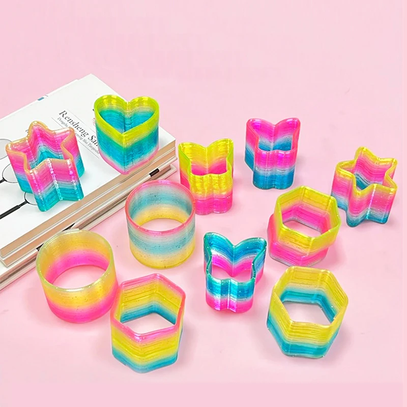 12Pcs Mini Gradient Multi-Shape Magic Springs Toys For Kids Birthday Party Favors Goodie Bag Pinata Fillers Baby Shower Gifts