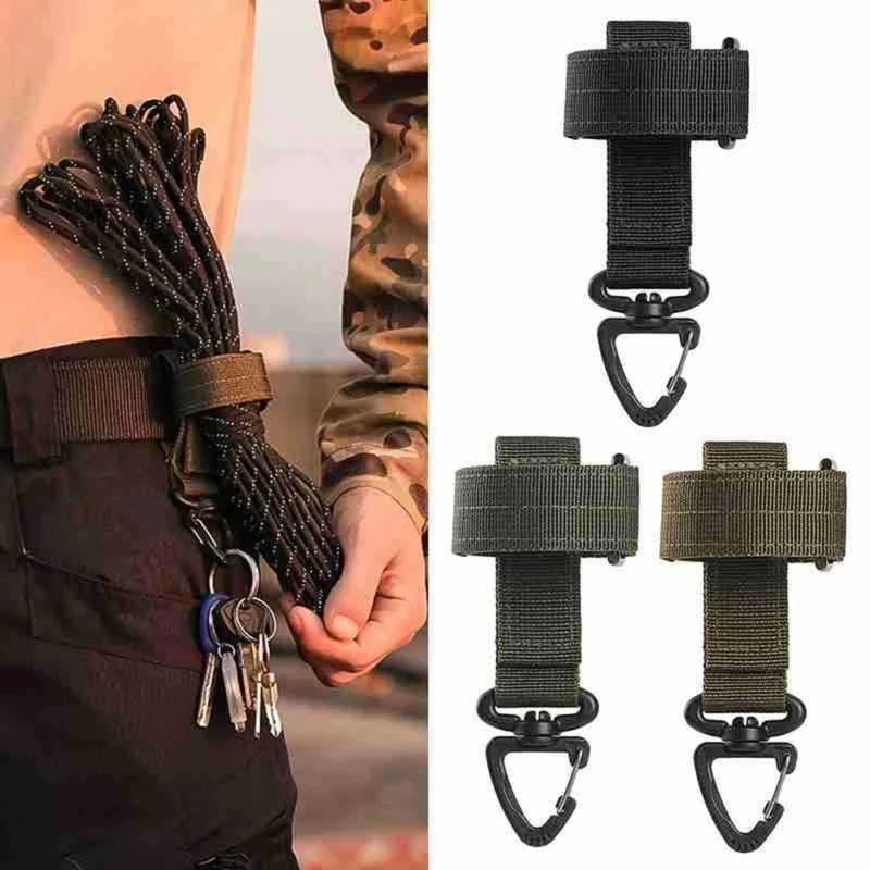 

New Outdoor Keychain Tactical Gear Clip Secure Pocket Belt Keychain Webbing Gloves Rope Holder Military Hook Outdoor Accessories