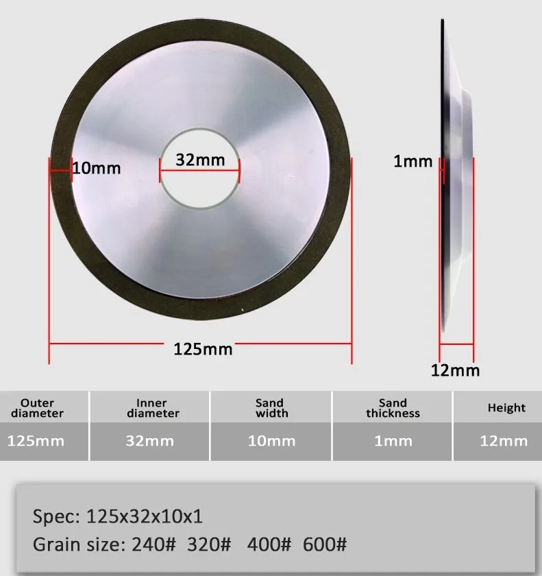 125mm Diamond Grinding Wheel for Manual Carbide Tungsten Saw Blade Sharpener Industrial Disc Resin Bond Stone