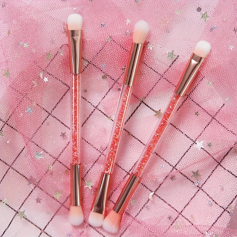 Description Picture 2 of itemDouble Head Eye Shadow Brush Halo Dye Makeup Brush Pink Crystal Handle Soft Hair Eye Beauty Tool Single Color Makeup Brush