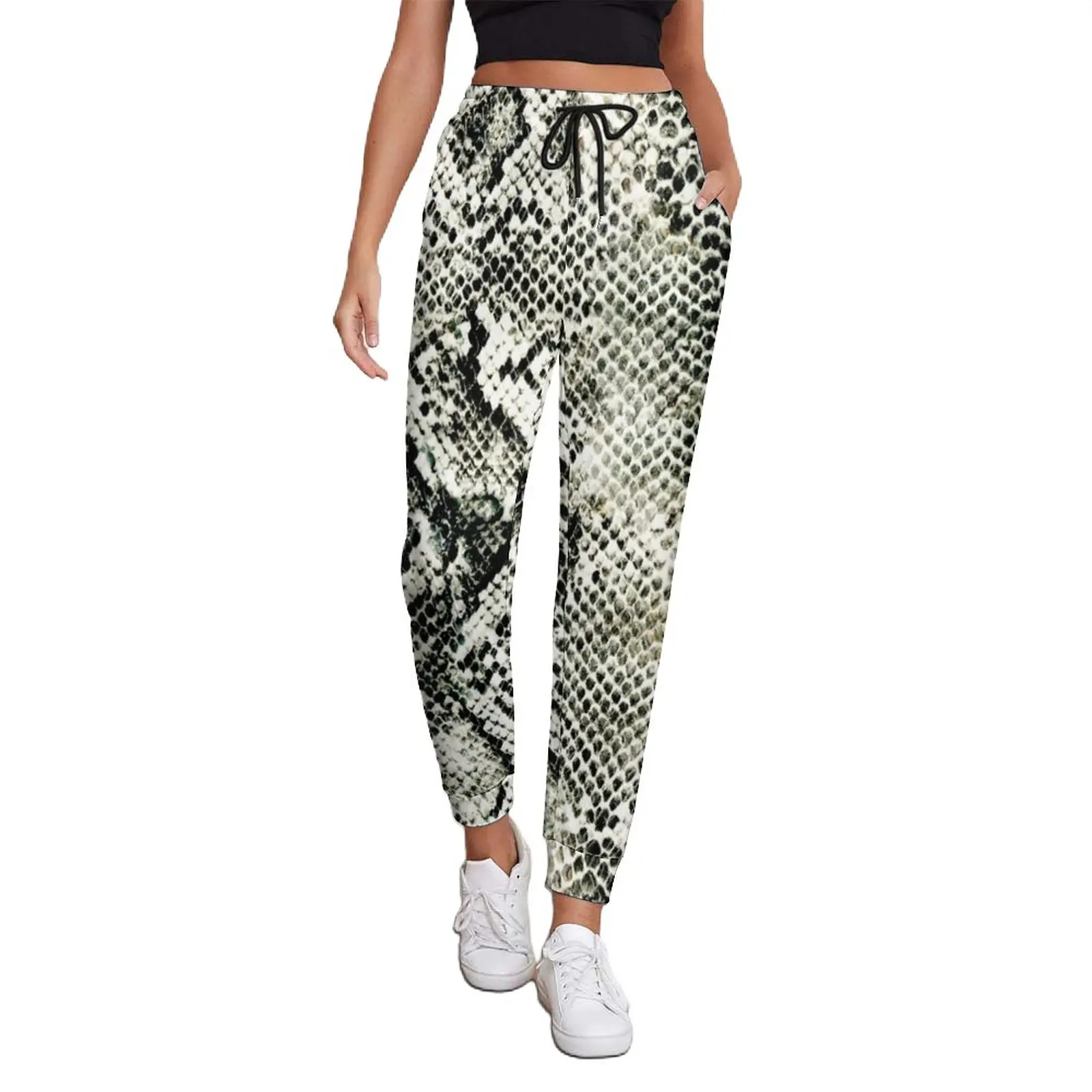 

Trendy Snakeskin Jogger Pants White Snake Print Streetwear Sweatpants Autumn Female Kawaii Custom Oversize Trousers Gift