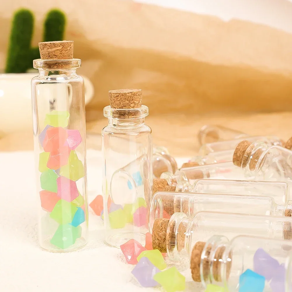 10Pcs Mini Clear Glass Bottles with Cork Stopper Wishing Drifting Bottles Wedding Party Decor DIY Craft Glass Spice Jars Vials 2