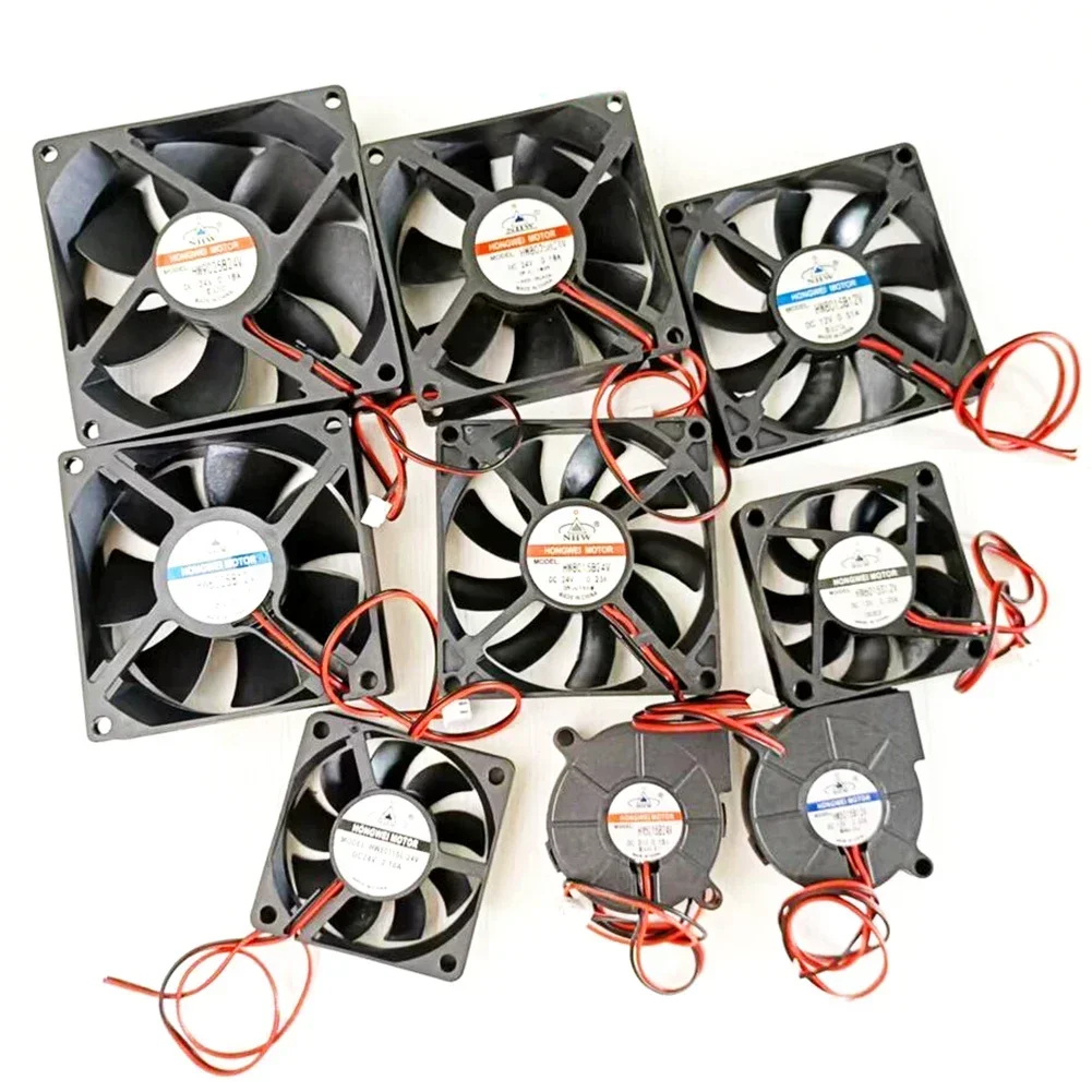 5015 6015 8015 8025 9025 DC 12V 24V Cooling Fan Double Ball Bearing Brushless Motor Case Quiet 60mm 80mm 90mm for 3D Print 2PIN