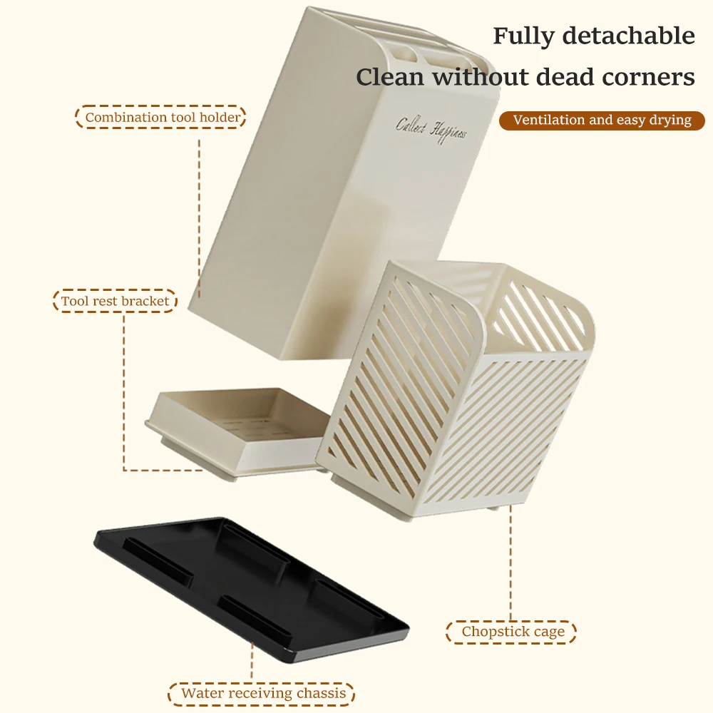 Multifunction Draining Cutlery Storage Rack Plastic Drain Chopsticks Cage Knife Holder Tableware Organizer Kitchen Utensil Rack 6