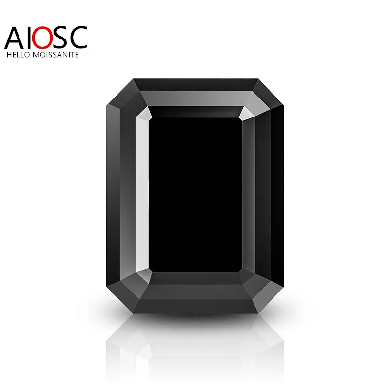 

AIOSC Black Color Emerald Cut Moissanite Loose Gems Stones 0.5-10ct VVS for Women Jewelry Diamond Ring Material with Certificate