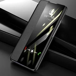 Luxury Window View PU Leather Flip Case - Premium Protective Cover for OnePlus 15 (Black)