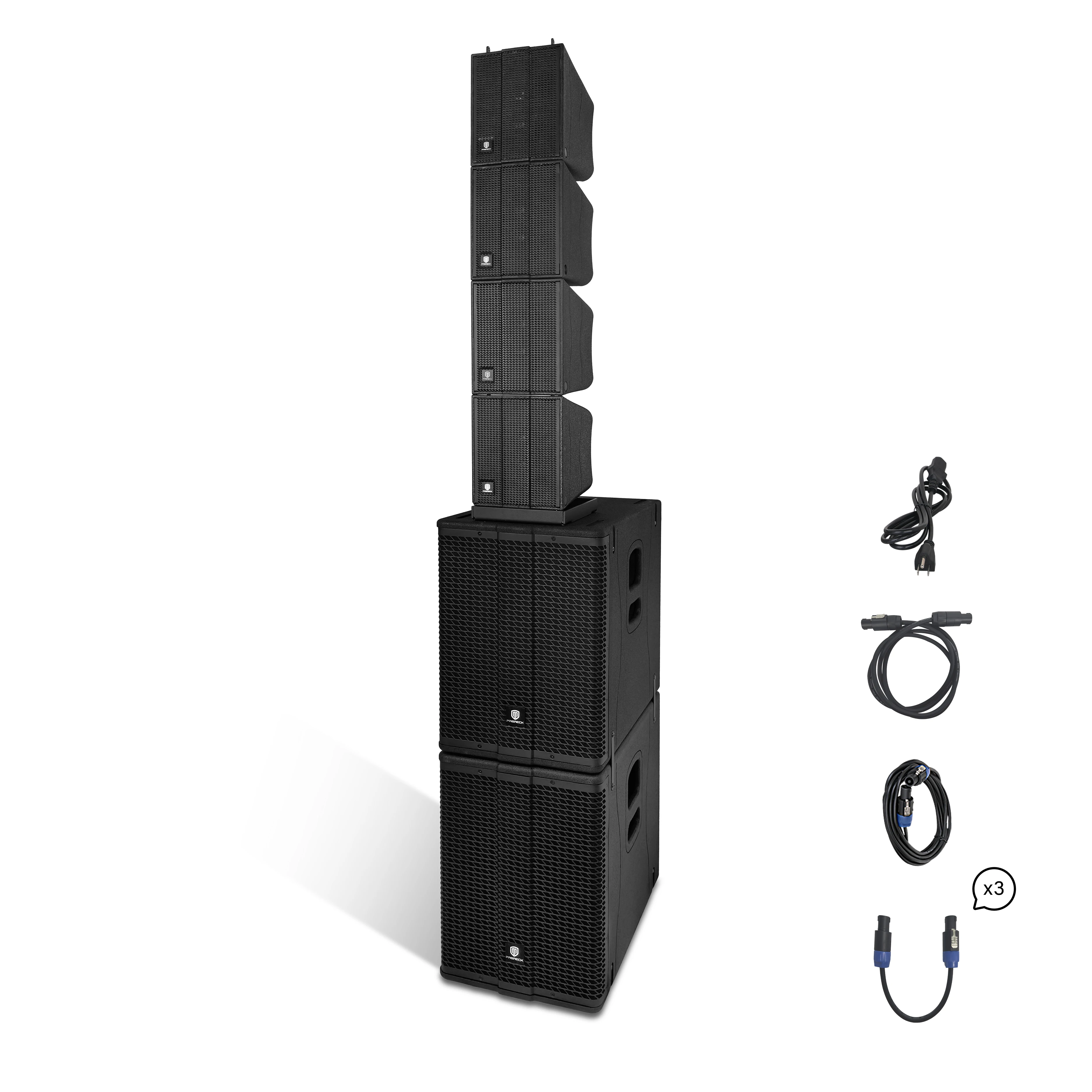 PRORECK Stage Pro 12 8000W Powerful PA Speaker System with 4 Line Array Speakers, Dual 12" Subwoofer, 3 DSP Presets, TWS BT