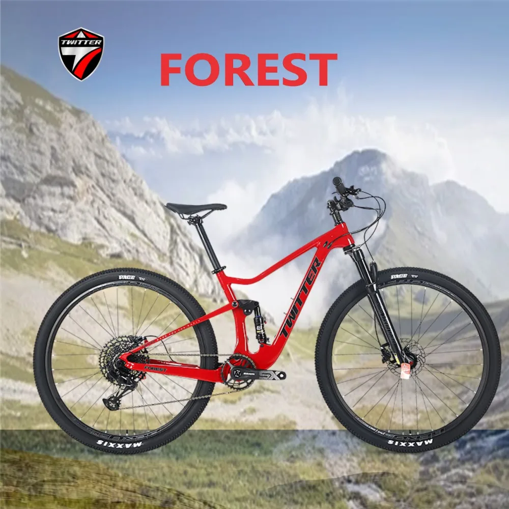 Twitter Forest Nx-12S Freno A Disco Idraulico Instradamento Interno 27.5/29 "T1000 Mountain Bike Full Suspension In Fibra Di Carbonio Rockshox-Mnr
