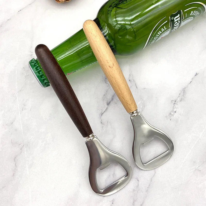Stainless Steel Bottle Opener Beech Wood Handle Kitchen Tools Gadgets 1 Pcs bottle opener kitchen tools