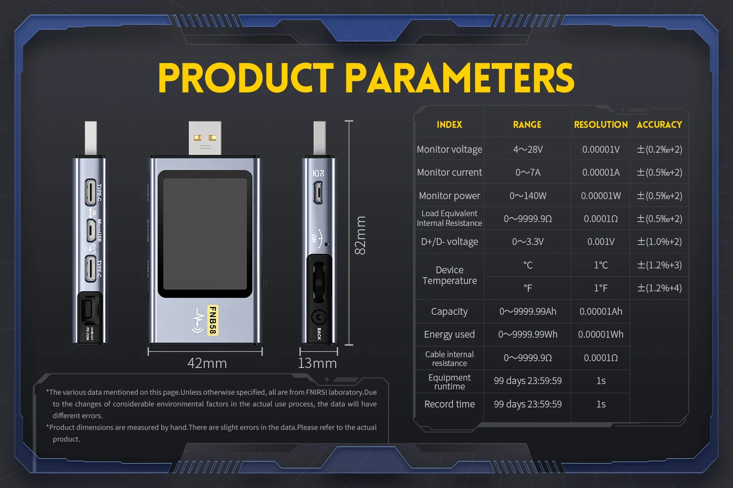 FNB58 digital USB meter, ammeter, voltmeter, power meter