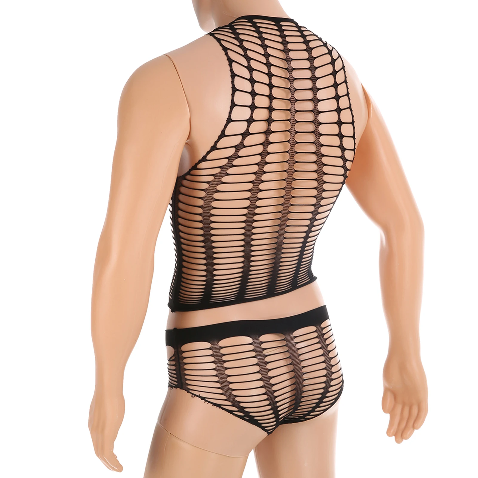 Completo lingerie uomo a rete top e slip brasiliano sexy_voghion.com