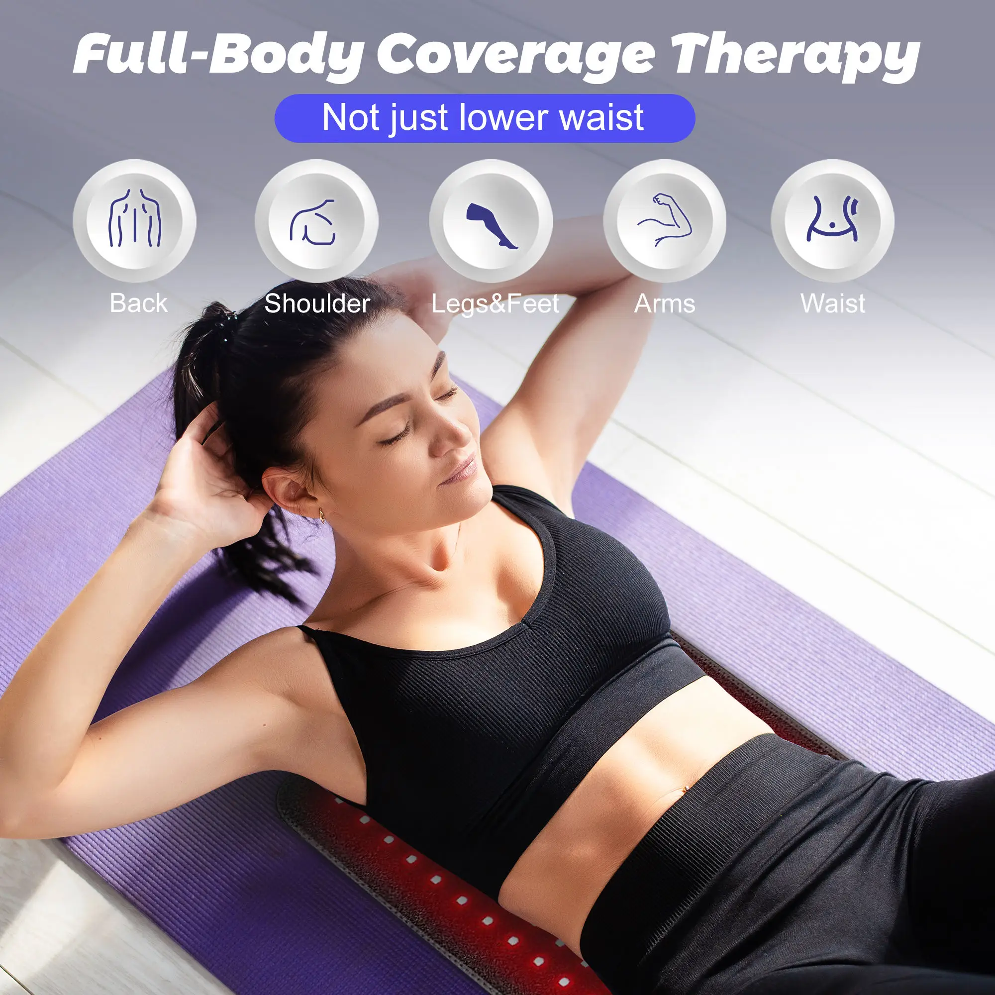 Red＆Infrared Therapy Belt Body Wearable Wrap Large heating Pad Devicefor Back Shoulder Joint Muscle Pain Relief  Weight Loss
