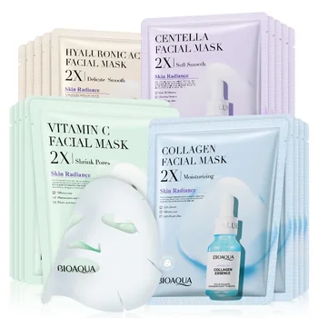 20 Pieces BIOAQUA Centella Collagen Vitamin C Facial Mask Moisturizing Refreshing Sheet Masks Hyaluronic Acid Skin Care Products