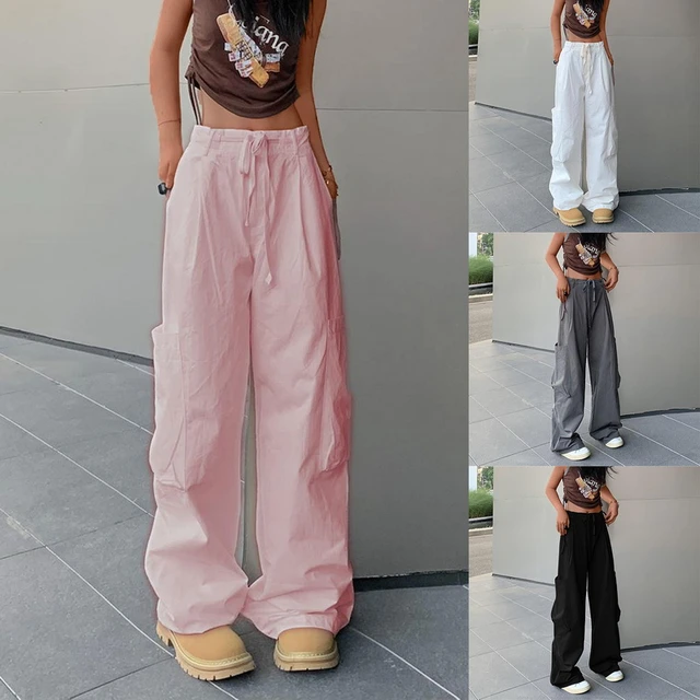 White Parachute Pants Y2K Clothes Women Loose Casual Cargo Pants Jogger  Sweatpants Hip Hop Baggy Pants Trousers Pink 2023 - AliExpress