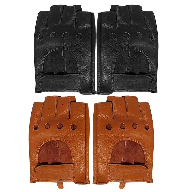 

Summer Gloves Motorcycle Men Fingerless Motorcycle Gloves Cycling Bike Gloves Leather Driving Gloves Fingerless Protective Gear