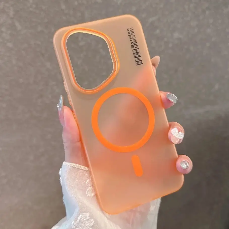 Translucent Frosted PC MagSafe Magnetic Phone Case with Wireless Charging Capability