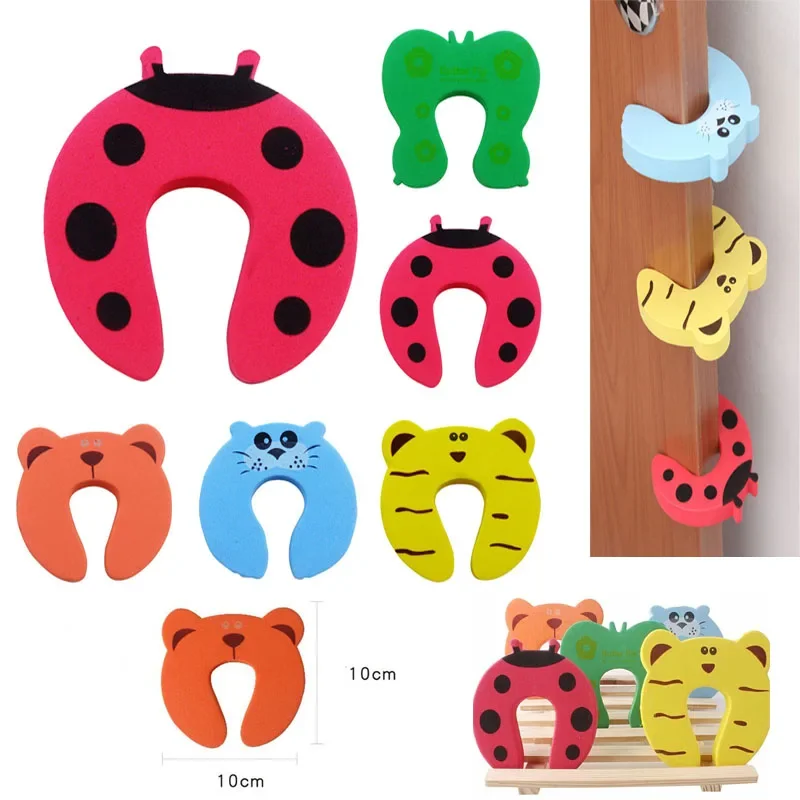 

100pcs Kids Baby Cartoon Animal Jammers Stop Edge & Corner Guards Door Stopper Holder lock Safety Finger Protector